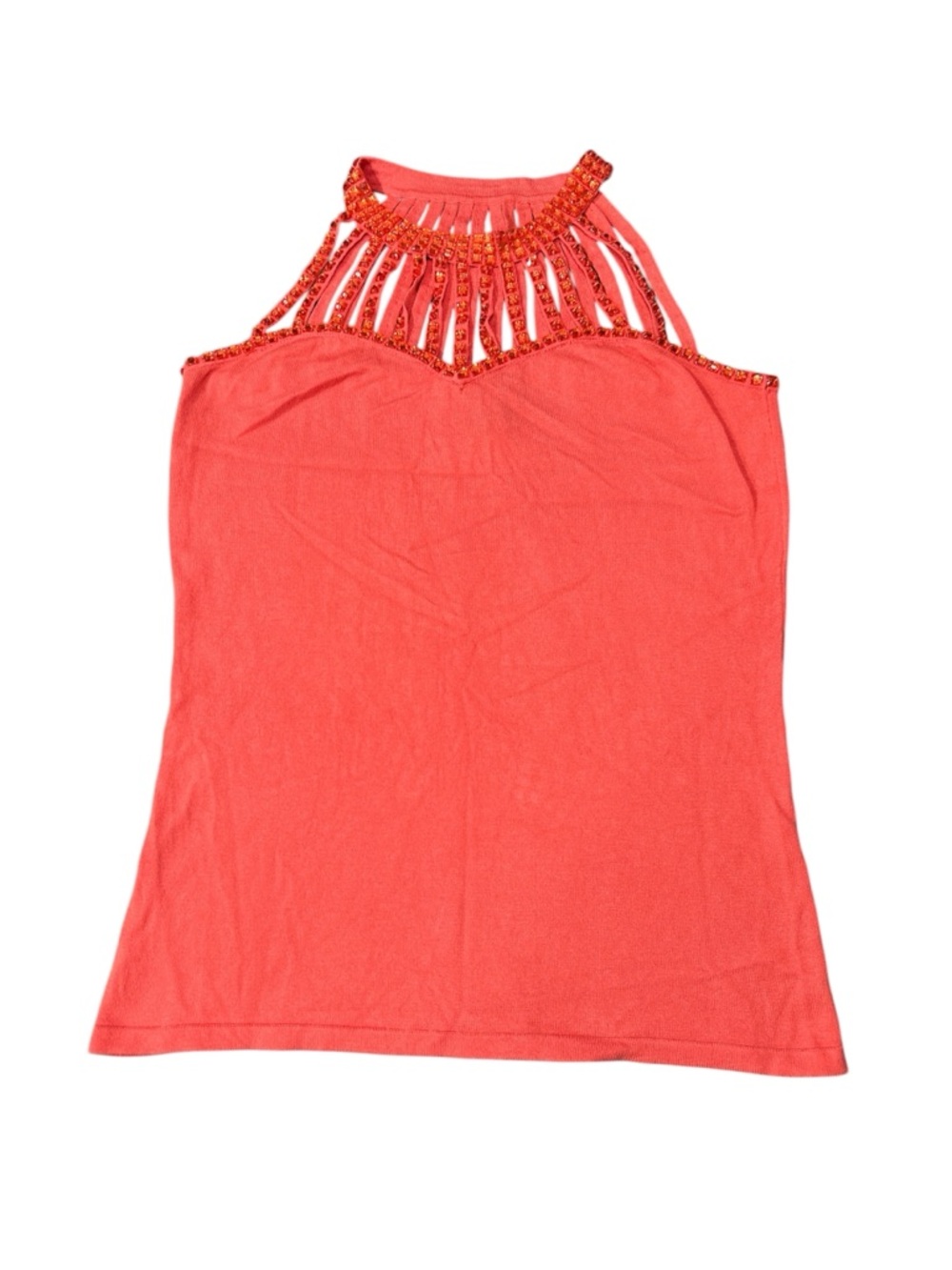 Midnight Velvet Vintage Women's Coral Halter Tank Top with Beaded Neckline sz L
